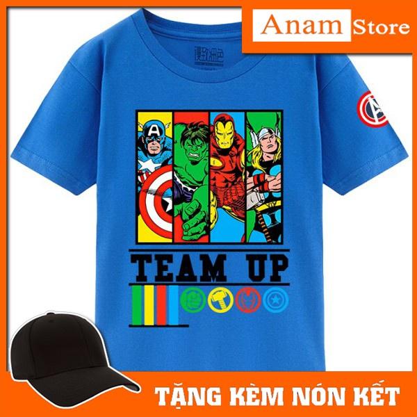 Áo thun trẻ em Marvel 3, Tặng kèm nón kết, Có size người Lớn, Anam Store