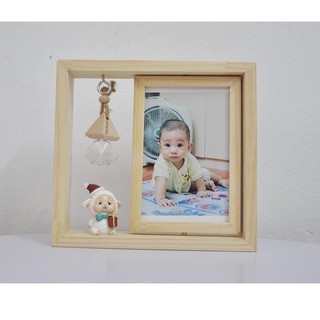 Khung ảnh xoay được 2 mặt để bàn, khung ảnh gỗ độc đáo