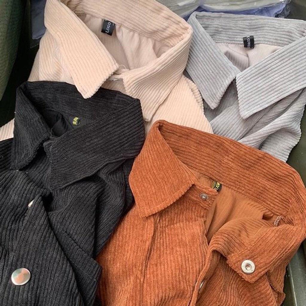 Áo Sơ Mi NHUNG GÂN️ Áo Sơ Mi Unisex Form rộng Unisex Nam/Nữ Phong Cách Hàn Quốc Ulzzang