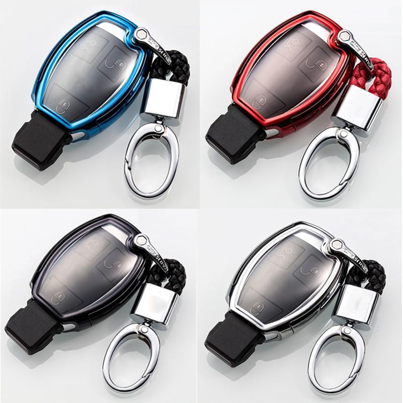 Ốp, bọc chìa khóa silicon màu tráng gương bảo vệ chìa khóa cho xe Mercedes…kèm móc đeo Inox