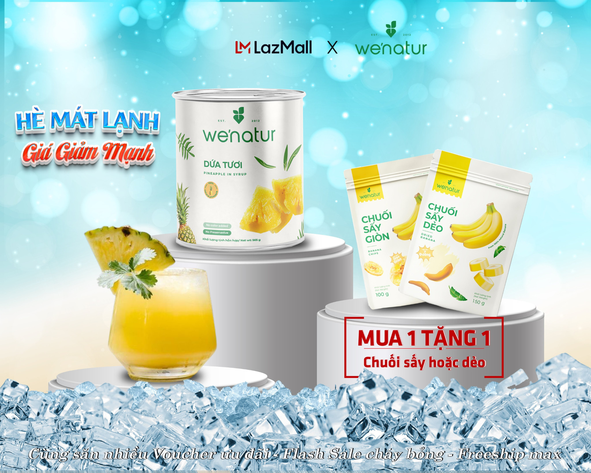 Trái Dứa Tươi Cắt Miếng Ngâm Đóng Lon we'natur 565g