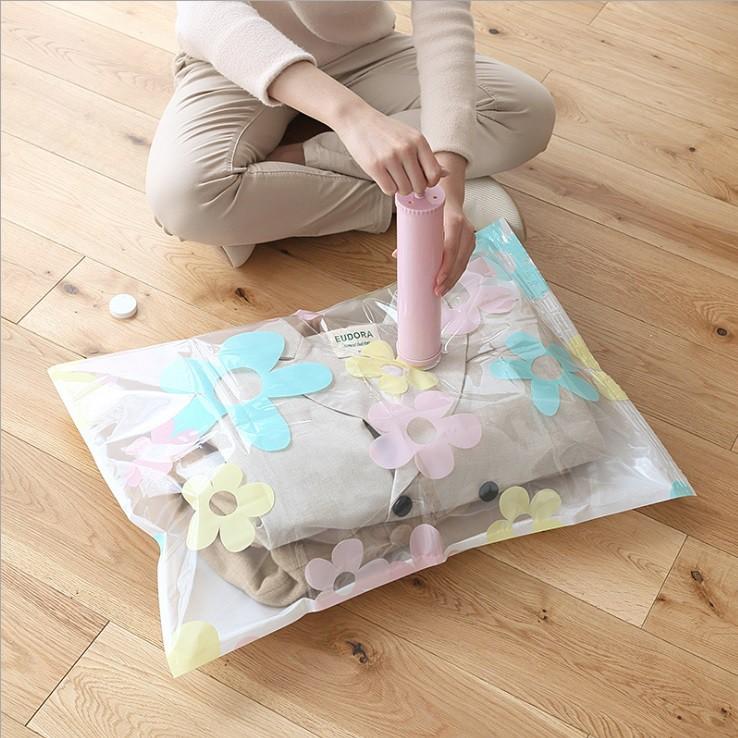 Bộ 6 Túi hút chân không đựng quần áo đi du lịch + Tặng Bơm hút chân không + Tặng 1 Túi lưới giặt quần áo