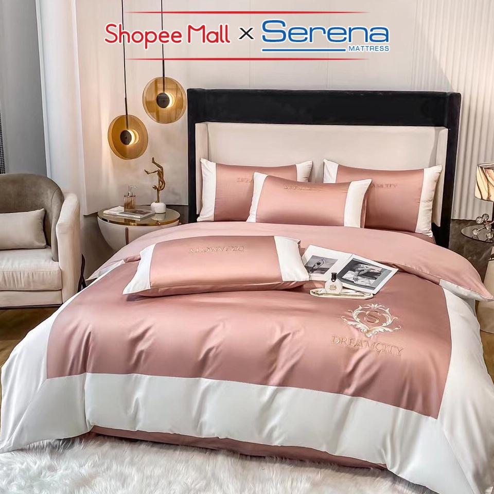 Ga Giường 5 Món Lụa Dream City SERENA Chính Hãng Set Chăn Ra Grap Drap Kèm Gối Đệm Nệm Trần Bông Trải Phủ Giường Cao Cấp