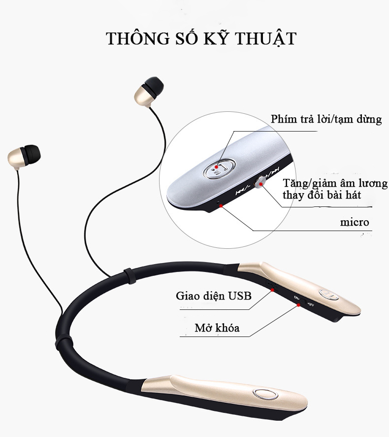 Tai Nghe Đeo Cổ Bluetooth Không Dây HBS900C