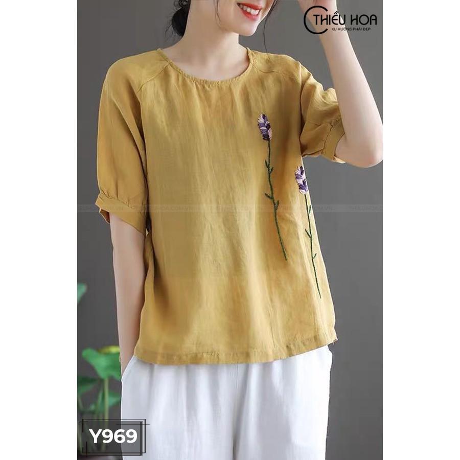 Áo nữ thiết kế đơn giản sang trọng chất vải thoáng mát dễ phối đồ THIỀU HOA Y969
