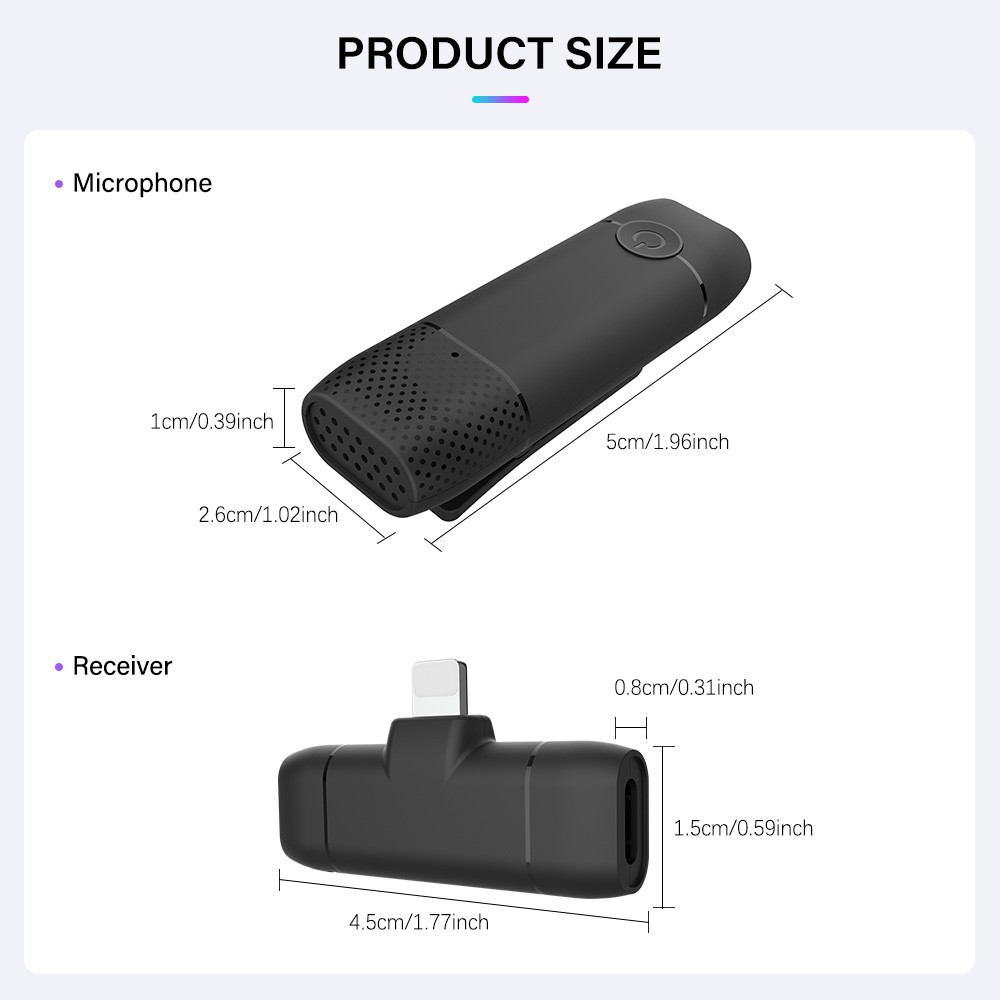Micro Thu Âm không Dây Dành cho điện thoại Iphone IOS Cổng Lightningg , máy tính bảng PC Laptop Máy Ảnh chất lượng cao Hỗ Trợ Quay Video Livestream - hàng nhập khẩu
