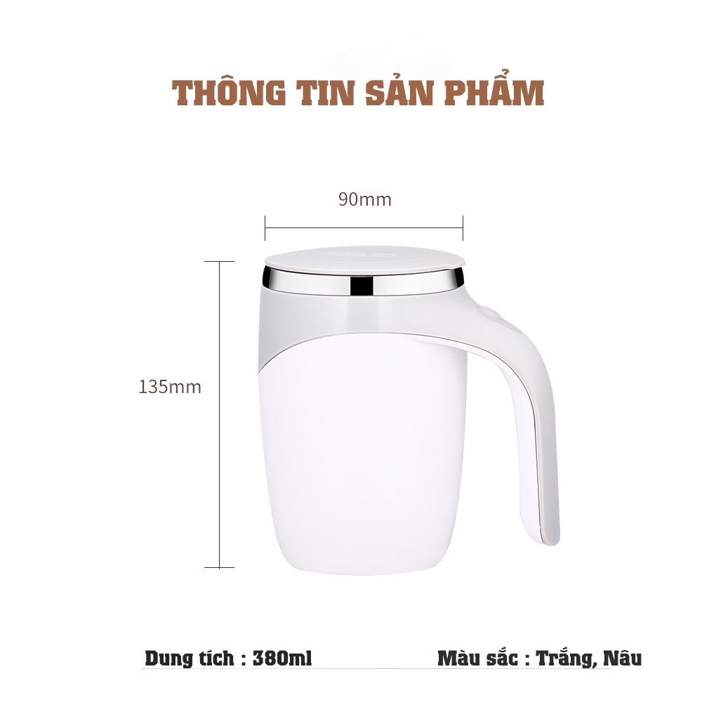 Cốc giữ nhiệt khuấy tự động pha ca phê lõi Inox 304 dung tích 380ml, ly tự khuấy pha trà đồ uống nam châm tiện dụng - Hàng chính hãng dododios