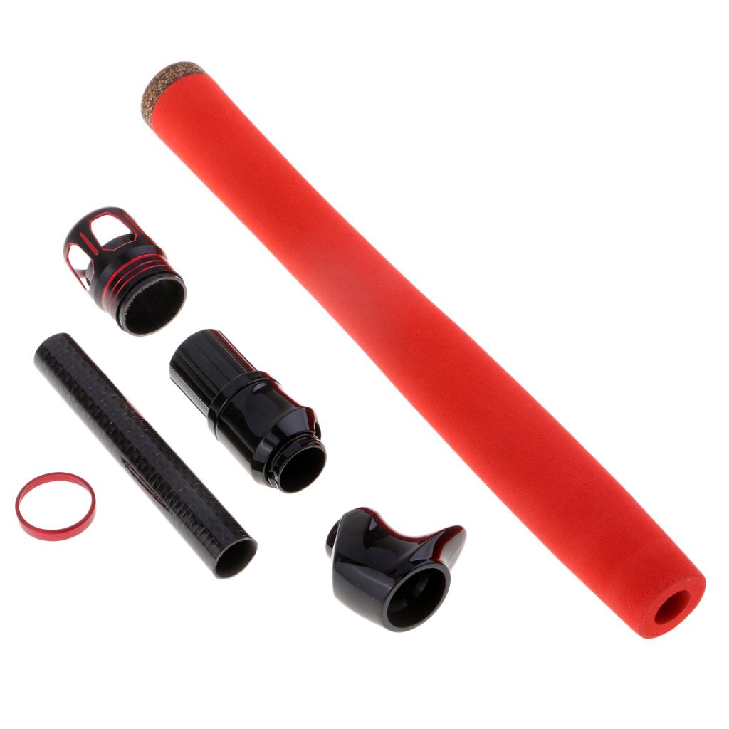 Fishing Rod Handle Grip and Reel Seat EVA Handle Split Grip w/ 2 Carbon Tube