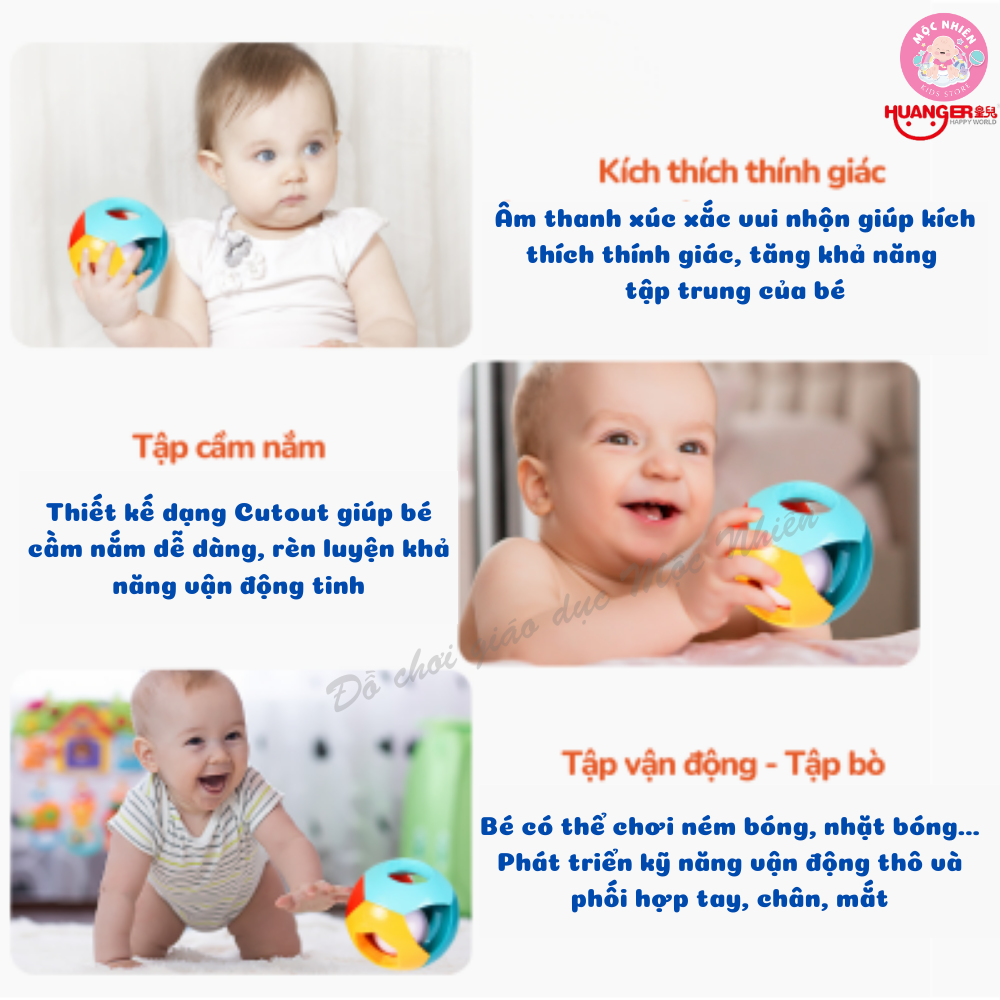 Đồ Chơi Xúc Xắc HUANGER HE0142 Baby Rattles - Bóng Xúc Xắc Cho Bé Sơ Sinh Từ 0 Tháng Tuổi