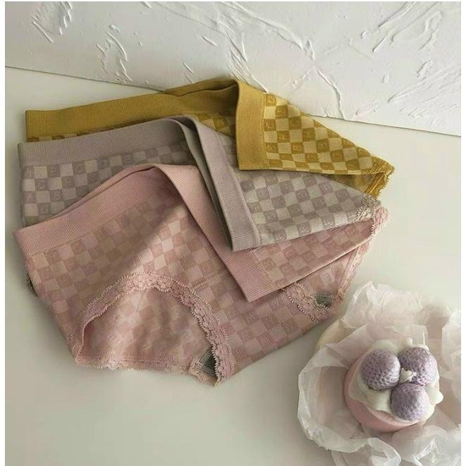 Set 5 Quần Lót Nữ Thông Hơi Kháng Khuẩn Chất Liệu Mềm Caro Form To