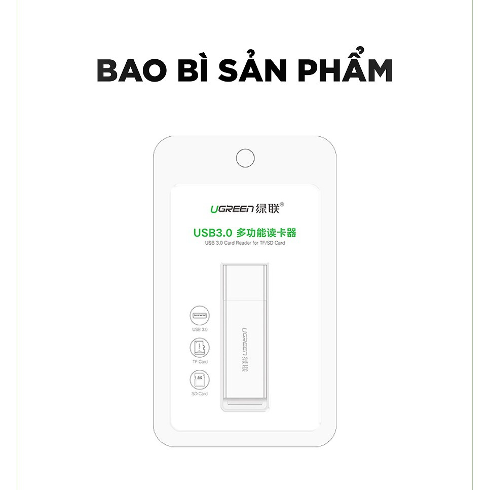 Đầu Đọc Thẻ SD / TF Chuẩn USB 3.0 Ugreen 40753 - Hàng Chính Hãng
