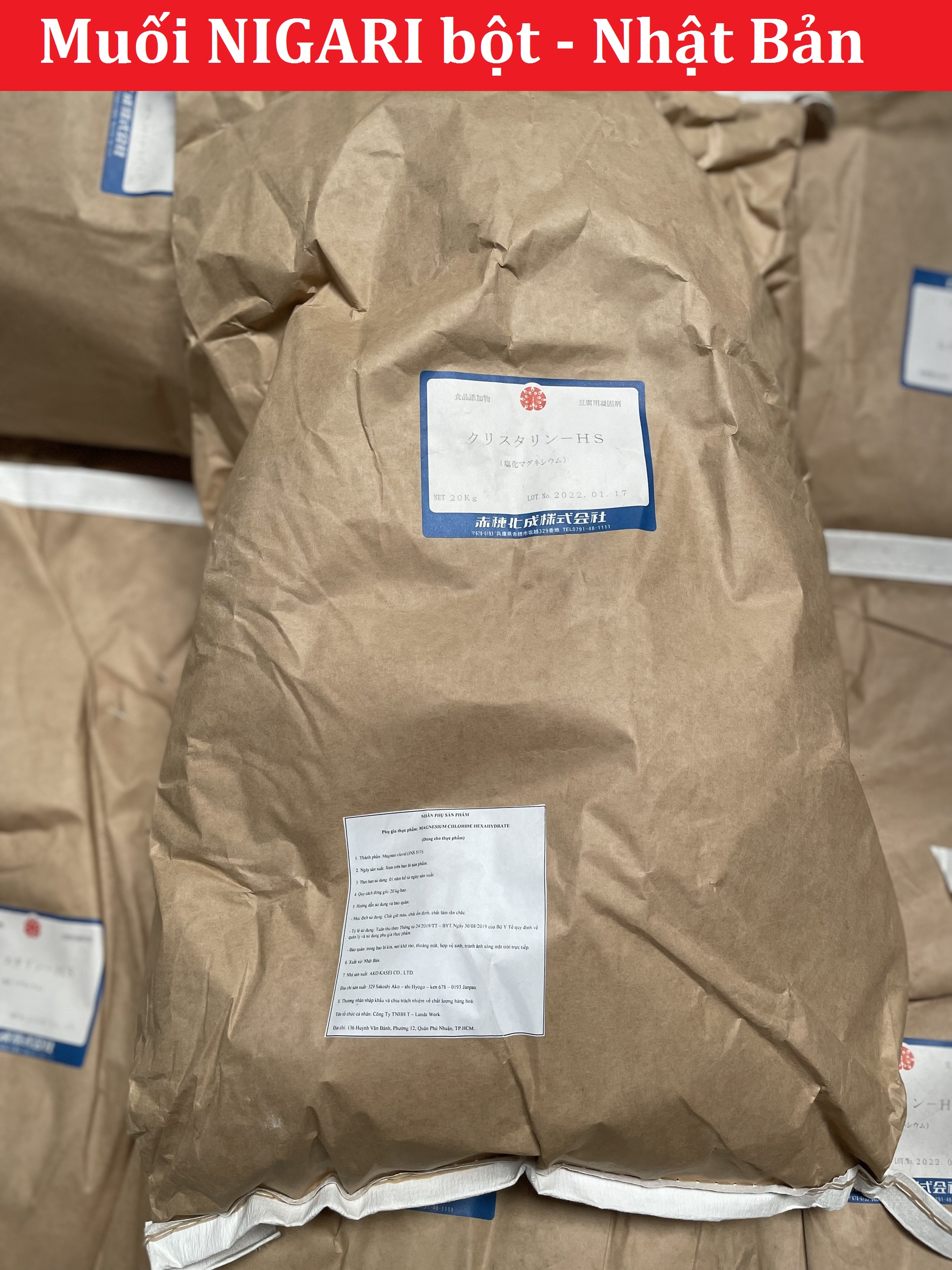 2kg Muối Nigari Nhật Bản tạo đông đậu hũ đậu phụ (chiết từ bao 20kg)