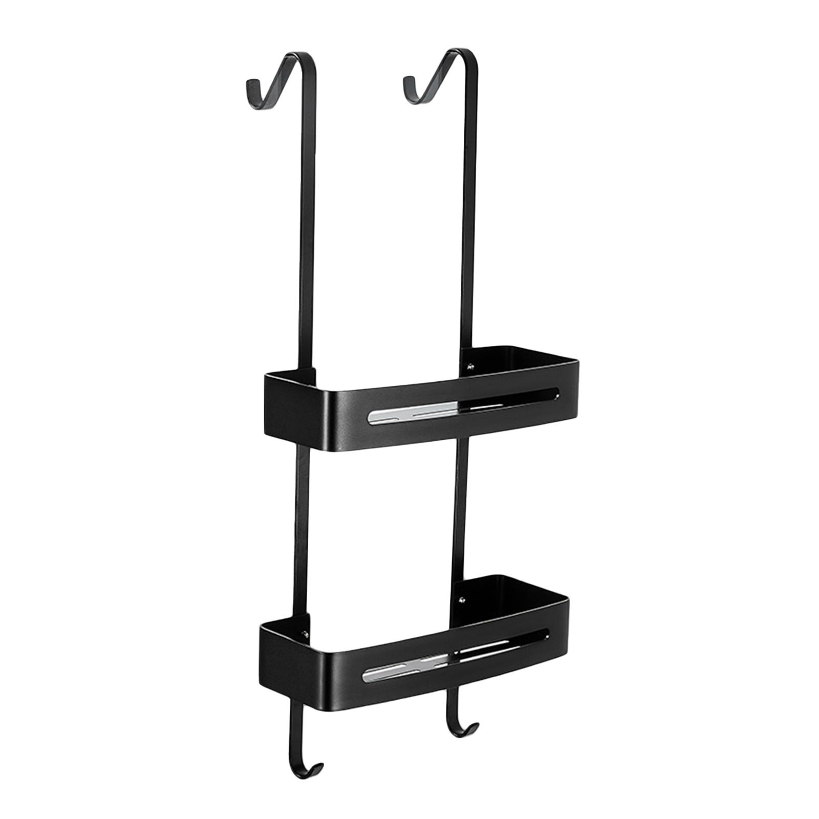 2 Tiers Over The Door Shower Caddy with Hooks Over Door Bathroom Shower Caddy Hanging Storage Organizer Shelves