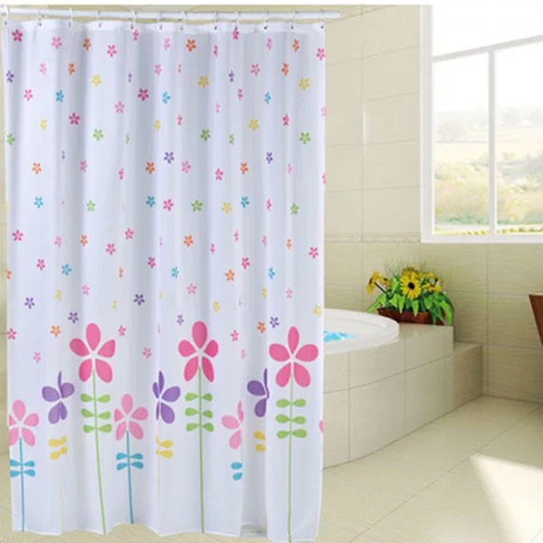 Rèm Phòng Tắm / Rèm Cửa Sổ Trằng Họa Tiết Hoa Năm Cánh 180cm X 180cm Loại 1