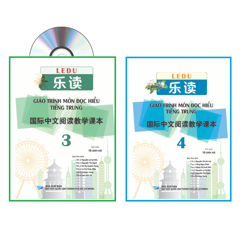 Sách-combo: LEDU Giáo trình môn đọc hiểu Tiếng Trung 3 + 4+DVD tài liệu