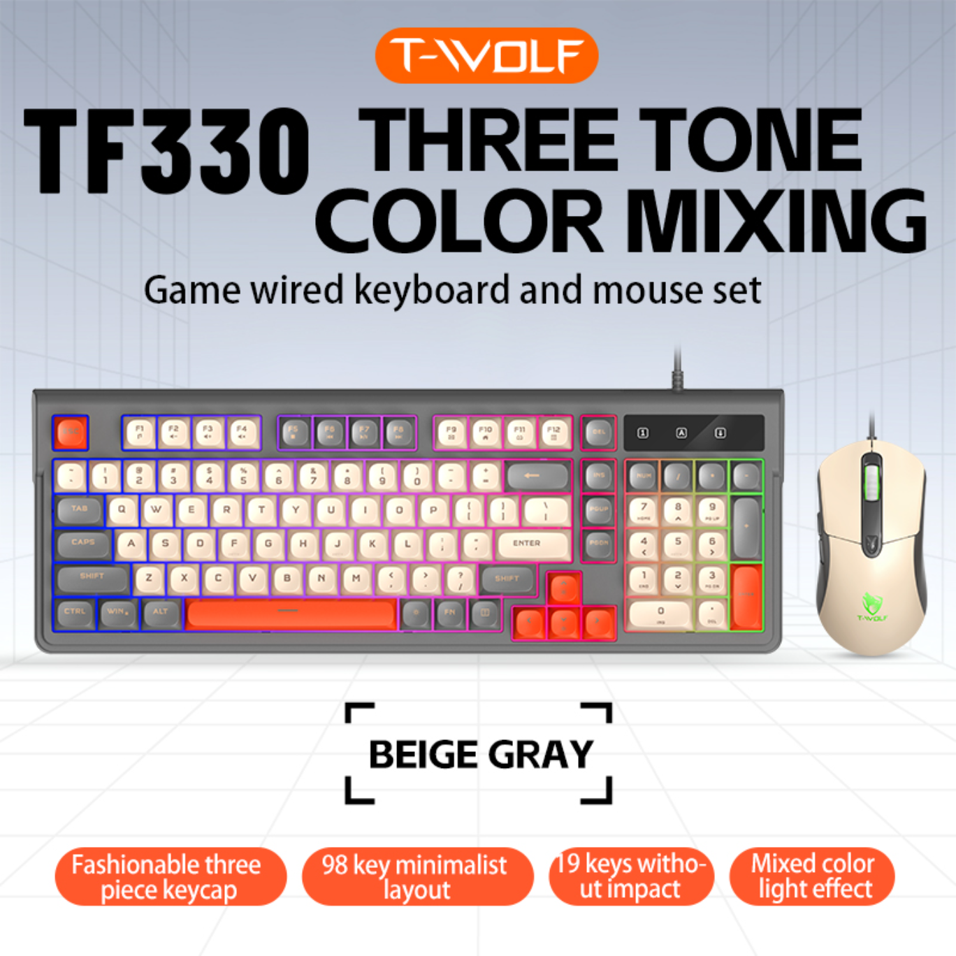 Combo Phím Chuột Có Dây T-WOLF TF330 – Hàng Chính Hãng