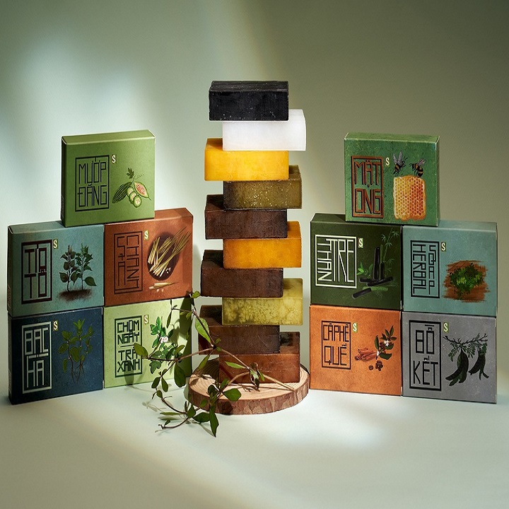 Xà bông Sinh Dược Cà phê quế, xà bông cục handmade 100gr, mẫu bao bì vẽ mộc, mùi quế ấm áp, làm sạch diệt khuẩn, ấm da