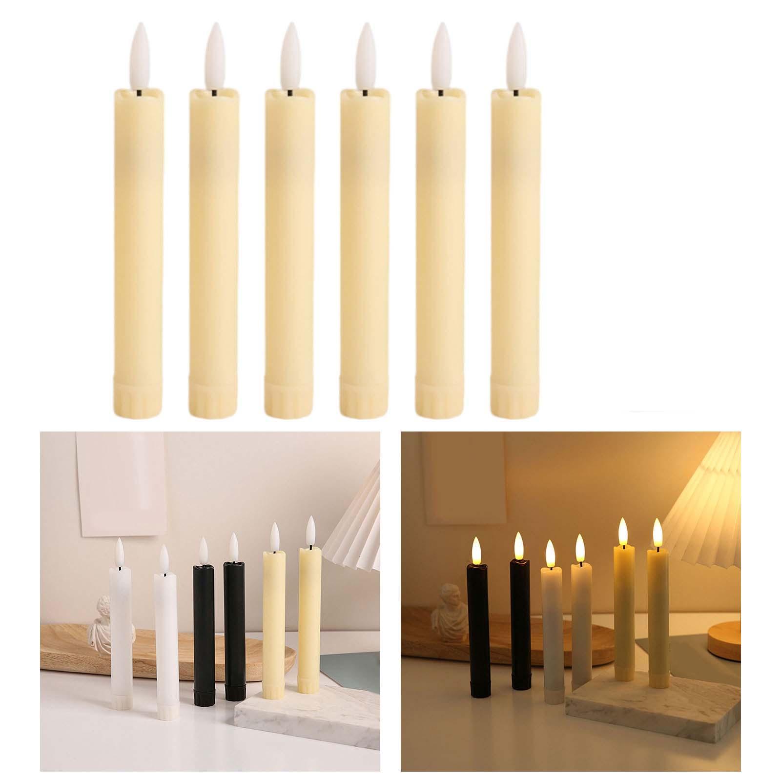 6x LED Pillar Candles Decorative Candles Electric Candles Decoration 3D Wick Candles Flicker Taper Candles for Birthday Hotel Party Festival