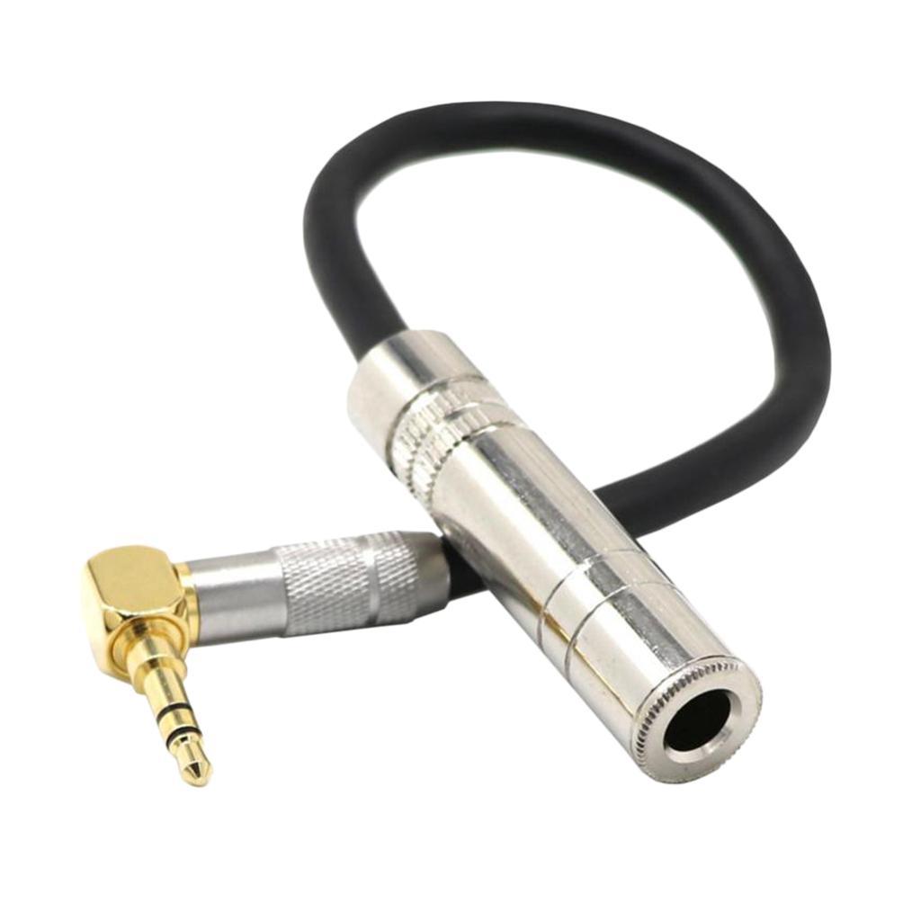 3.5MM 90 Degree Right Angle Male To 6.35 Female Audio Stereo Aux Cable Cord