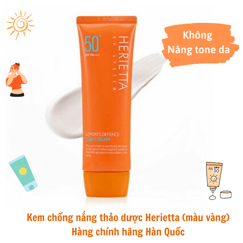 Kem chống nắng thảo dược phổ rộng Welcos Herietta UV System Leports Defence Sun Cream SPF50 PA+++ Hàn Quốc 70ml tặng móc khóa