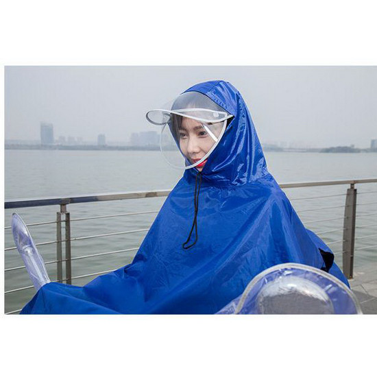 Áo mưa vải dù có kính che mặt dành cho nữ- Màu xanh dương