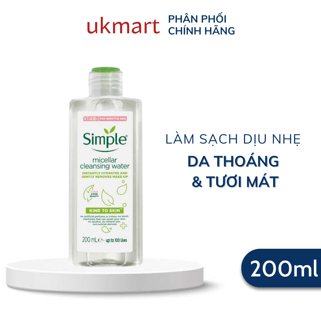 Combo Simple Làm Sạch Tẩy Trang + Sữa Rửa Mặt + Nước Hoa Hồng