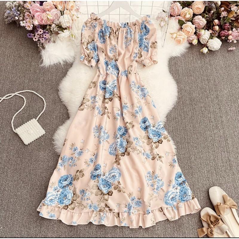 ĐẦM VINTAGE BẸT VAI ĐẮP CHÉO