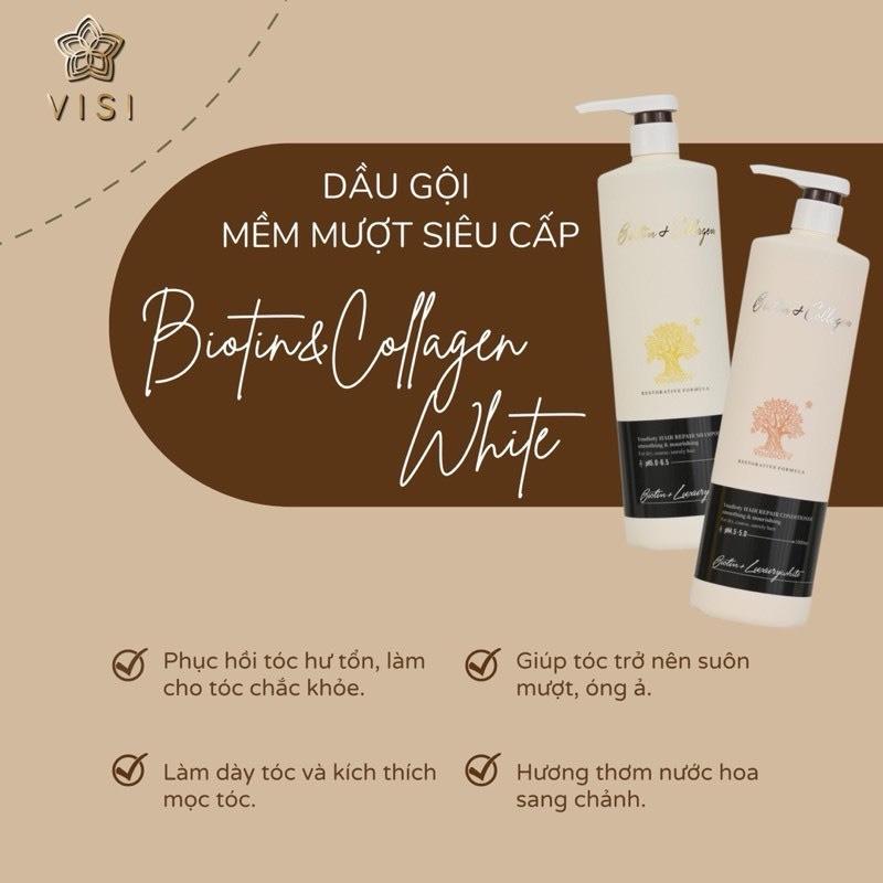 Bộ Dầu Gội Xả Biotin Collagen Trắng Pasiori Luxury White 2023 Siêu mượt Giảm Rụng, Mọc Tóc 1000ml