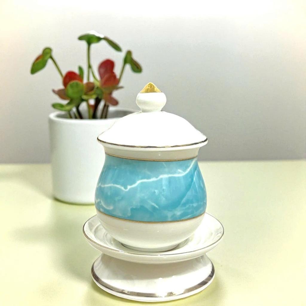 Bộ đồ thờ thần tài, đồ thờ gia tiên RỒNG VIỆT, Bộ đồ sứ men đá xanh cao cấp, sang trọng