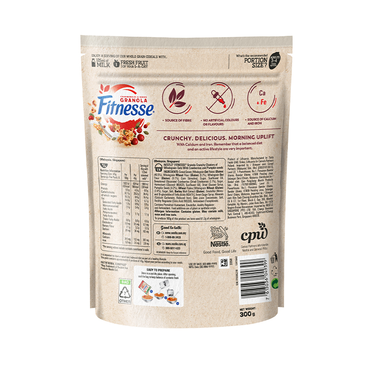 [Mua 2 Tặng 1 Bịch Granola Vị Ngẫu Nhiên 150gr] Combo 2 Bịch Ngũ cốc ăn sáng Fitnesse Granola Nam Việt Quất &amp; Hạt Bí Ngô (gói 300g)