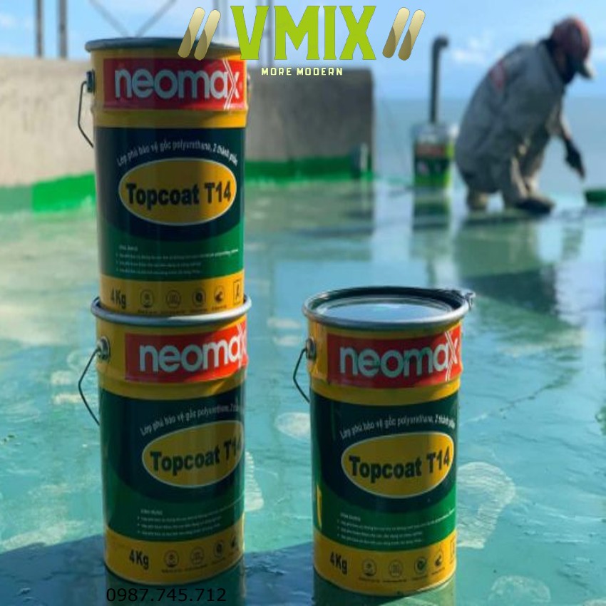 [5kg] Lớp báo vệ chống thấm Topcoat gốc Polyurethane 2 thành phần Neo Max dễ dàng thi công tiết kiệm chi phí cán vữa.