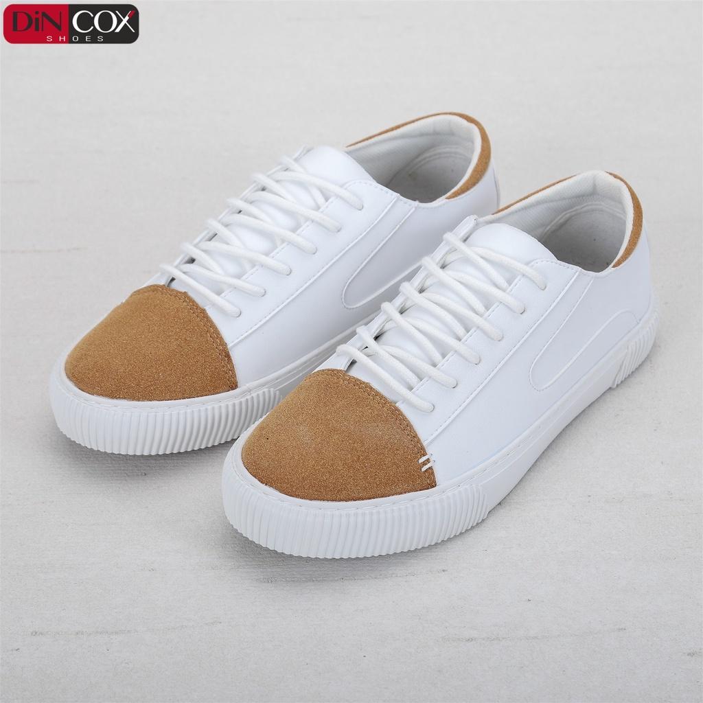 Giày Sneaker Da Nam DINCOX D07 Tinh Tế Hiện Đại White/Tan