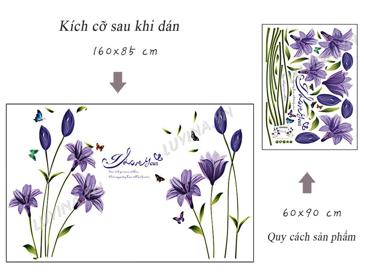 DECAL DÁN TƯỜNG HOA ANH THẢO TÍM VÀ CÀNH ĐÀO HỒNG 6