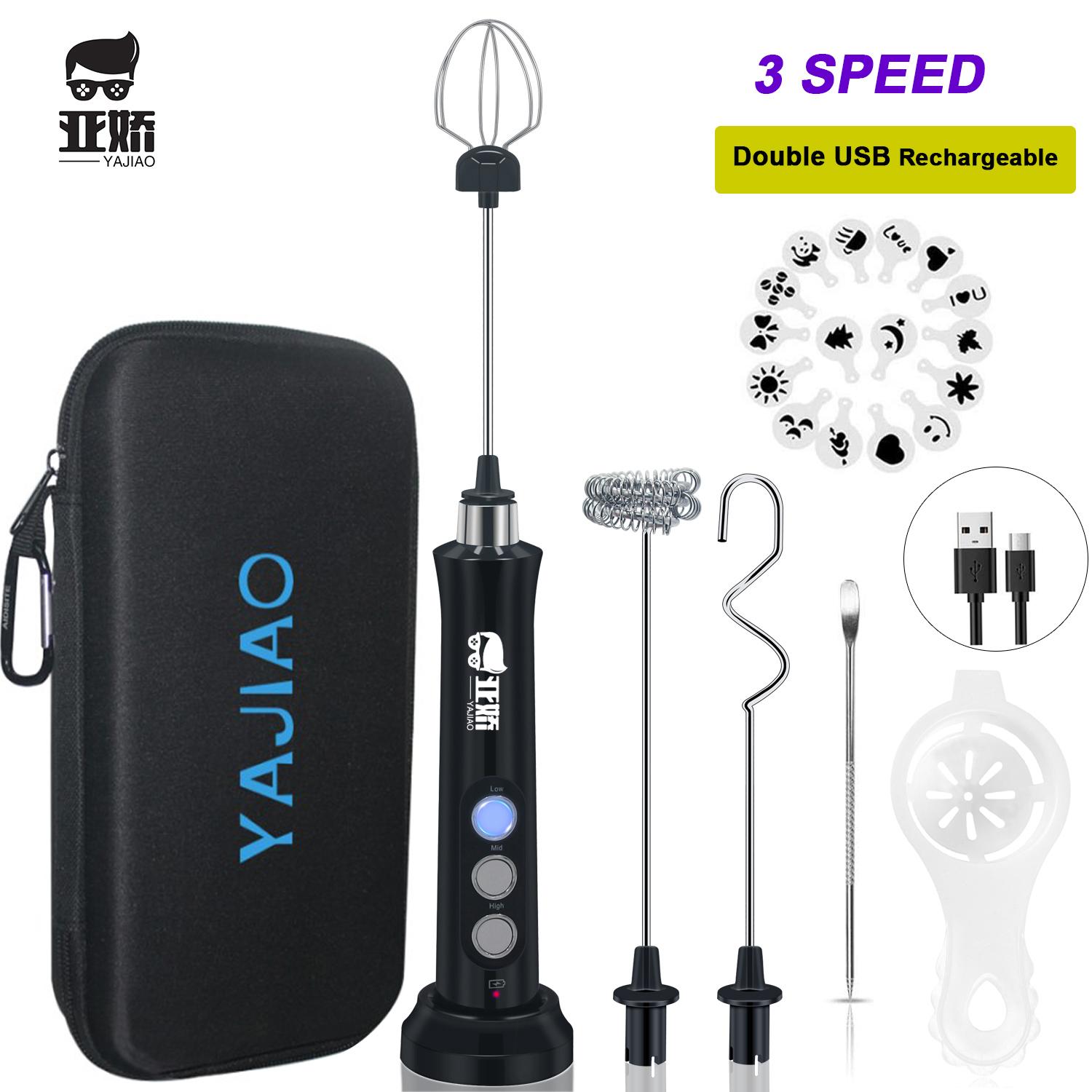 YAJIAO Điện Mới Trộn Xay Sinh Tố Bọt Sữa Cầm Tay Có Sạc USB Dock Không Bong Bóng Máy Làm Đánh Cho Cà Phê Cappuccino