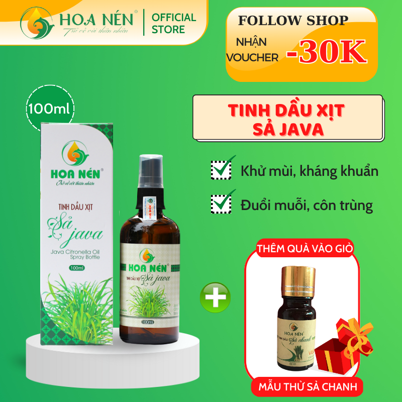 Chai xịt tinh dầu Sả Java Hoa Nén 100ml - Đuổi muỗi, khử mùi, làm sạch không khí