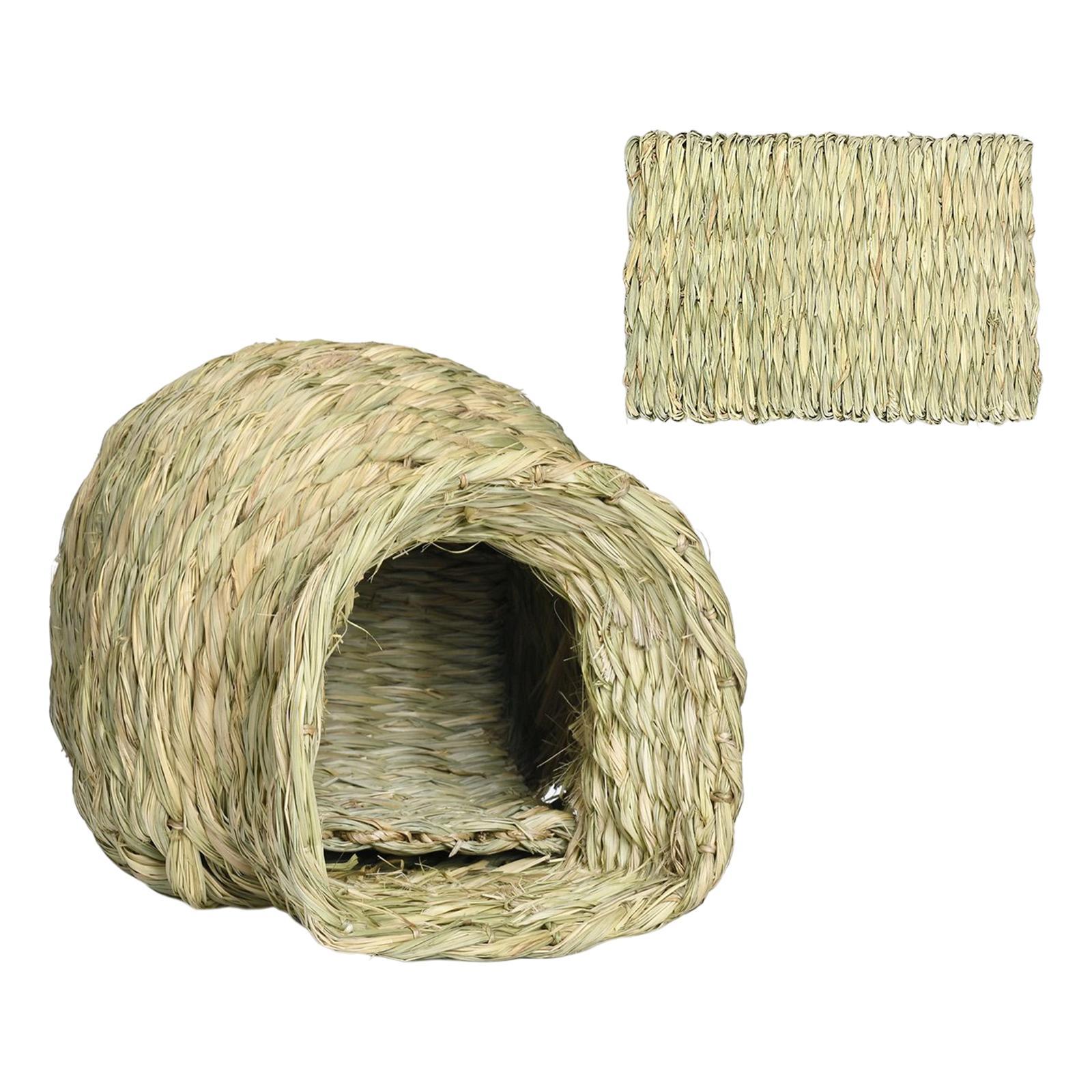 Cage Rabbit Nest Hideout Bed Comfortable Playhouse Nest Hut Handwoven for Guinea Pig Squirrels Ferret Chinchilla Bird