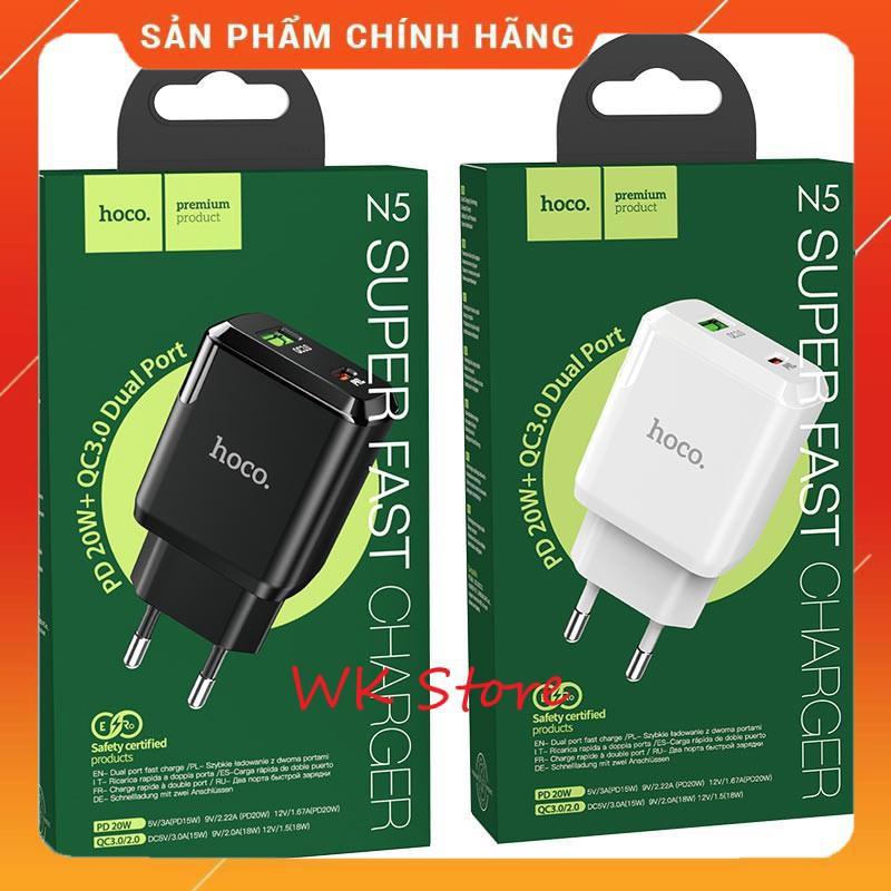 Củ sạc nhanh Hoco N5 (QC, PD 20W) cho android,iphone - Hàng chính hãng