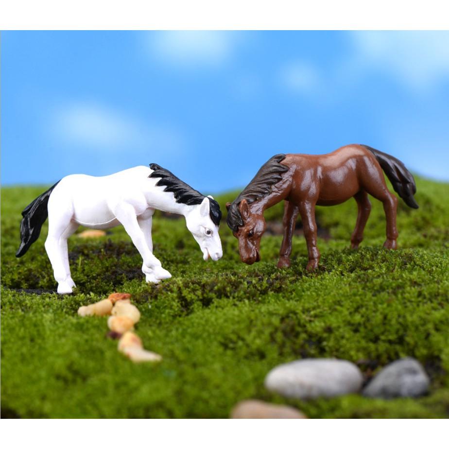 KHO-HN * Mô hình ngựa trắng và nâu chuyên dùng trang trí tiểu cảnh, bonsai