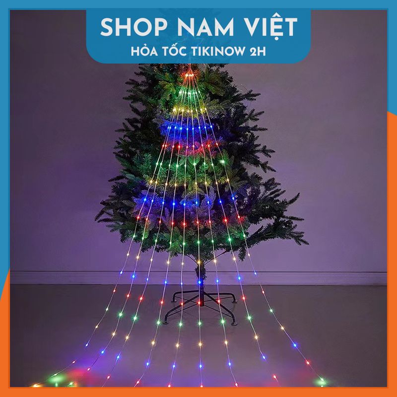 Đèn Ngôi Sao Thả 9 Dây Led Hạt Gạo Trang Trí Ngoài Trời, Treo Cây Thông Giáng Sinh Noel