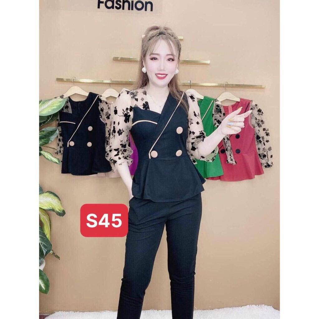 SET BỘ THỜI TRANG PHỐI TAY LƯỚI THÊU HOA TRẺ TRUNG-CÓ SIZE ĐẾN 85KG