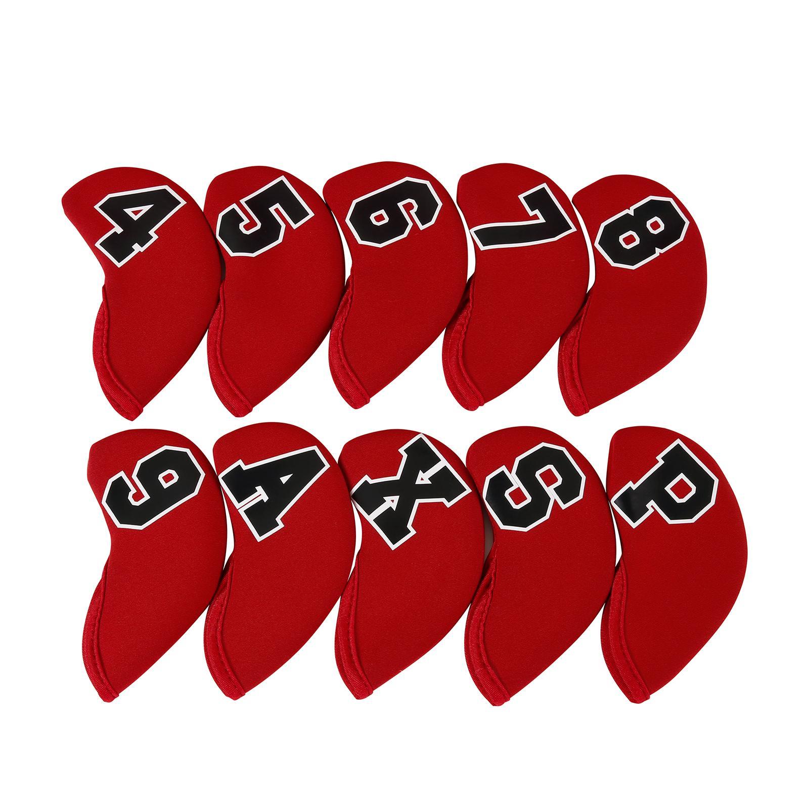 10 Pieces Golf Iron Head Covers Golf Wedges Headcovers Neoprene Protection Golf Club Head Covers for Training Equipment Golfers