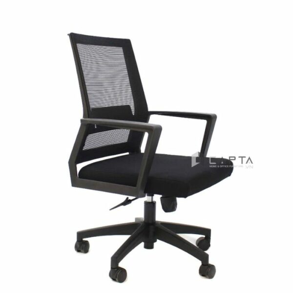 Ghế nhân viên lưng lưới CE4554-M Nội thất Capta Ghế ngồi làm việc ngã gật gù thư giãn lưng lưới nệm vải khung nhựa đen tay nhựa vòng chân nhựa đen có bánh xe office chair hcm
