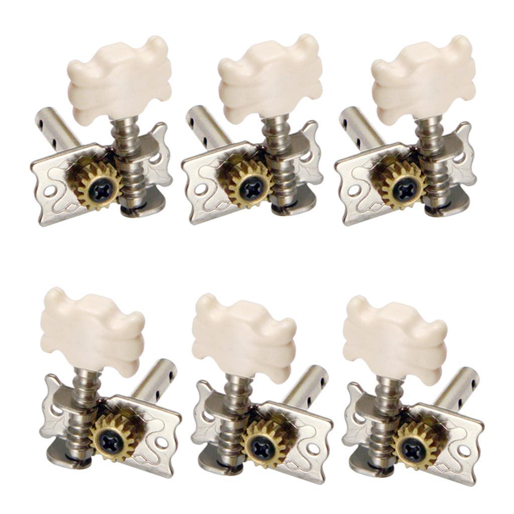 Set of 6 Classical Pegs Machine Heads with Cream Button