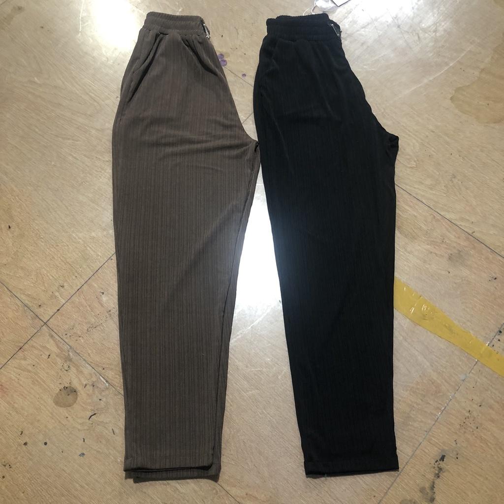 Quần Baggy nữ chất nhăn lạnh, quần bom nữ xếp ly cạp chun vải nhăn, siêu nhẹ siêu mát, dáng Quảng Châu găn tag mẫu mới