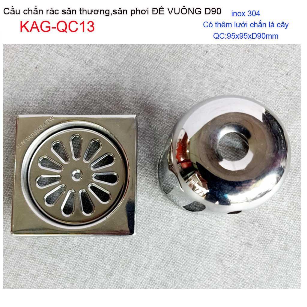 Cầu chắn rác sân thượng inox SUS304, cầu chắn rác D60, D90, phễu thoát nước mưa KAG-QC12, KAG-QC13