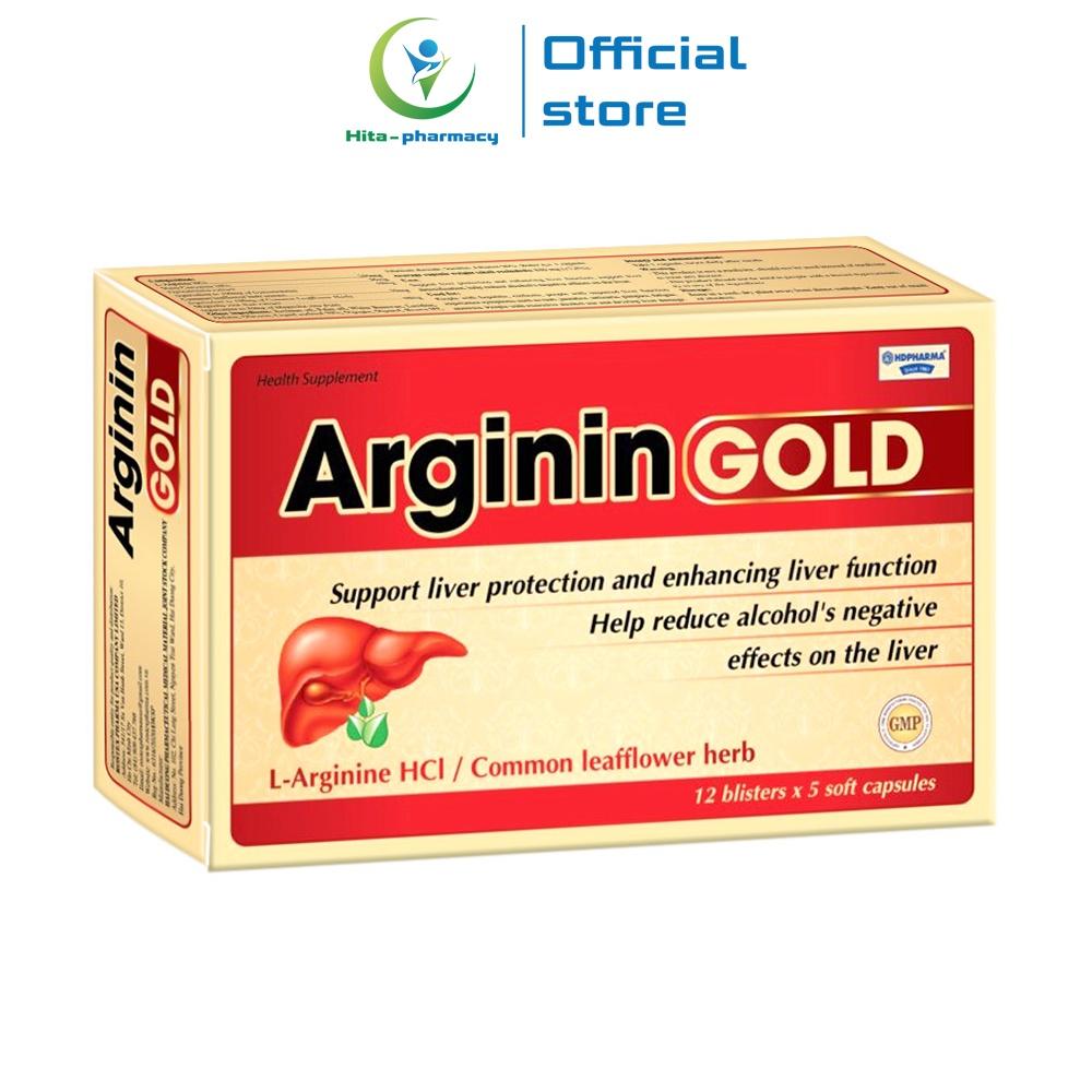 Bổ gan Arginin Gold HDPHARMA giảo cổ lam, diệp hạ châu giảm viêm gan 60 viên