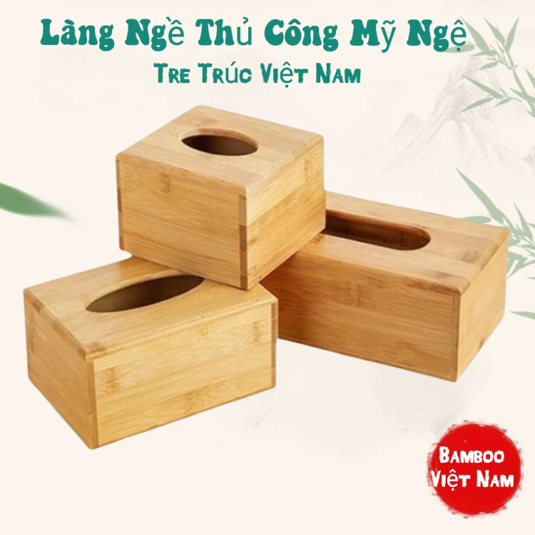 Hộp Đựng Khăn Giấy Chữ Nhật Và Vuông Làm Từ Gỗ Tre Trúc Hàng Việt Nam Sản Xuất - VN Bamboo and Craft