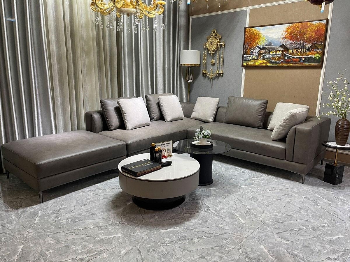 Sofa da bò thật 100% Juno sofa SFCT23 3m x 2m6 hàng cao cấp chuẩn da bò nhập khẩu Ý