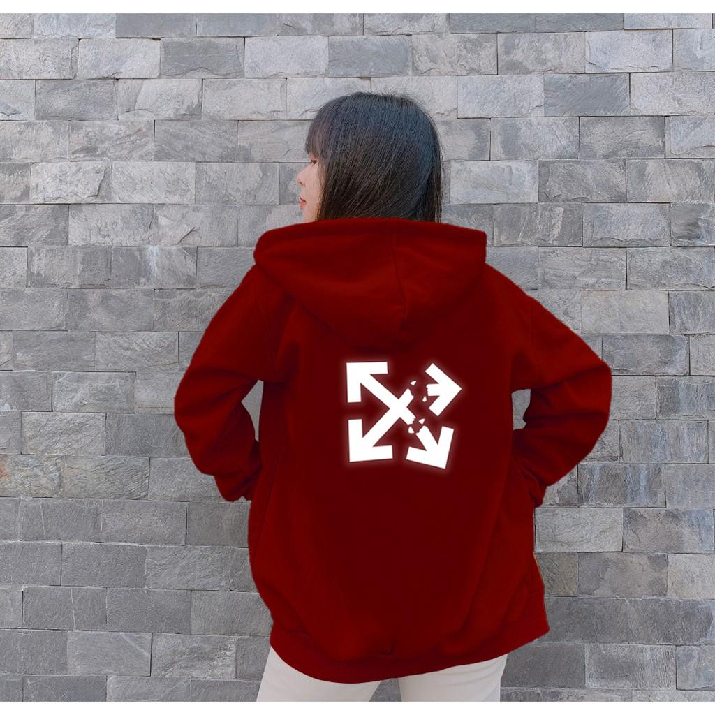 Áo hoodie Unisex dạ quang - Áo khoác nỉ phản quang họa tiết mũi tên in cao cấp