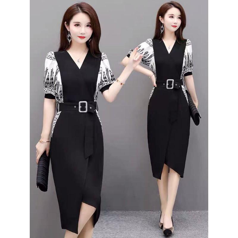 ĐẦM LỤA CỔ V TAY VOAN CAO CẤP